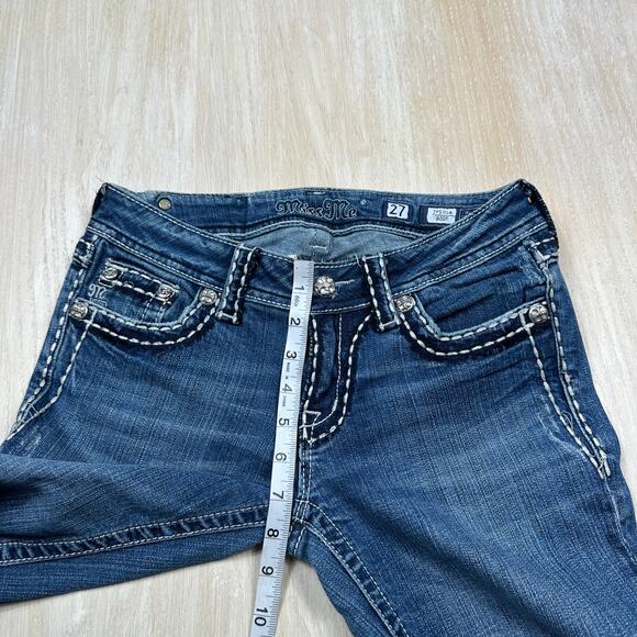 Miss Me Medium Wash Bootcut Jeans Western Cowgirl Stitch Flap Pockets Denim 27 - Picture 7 of 16